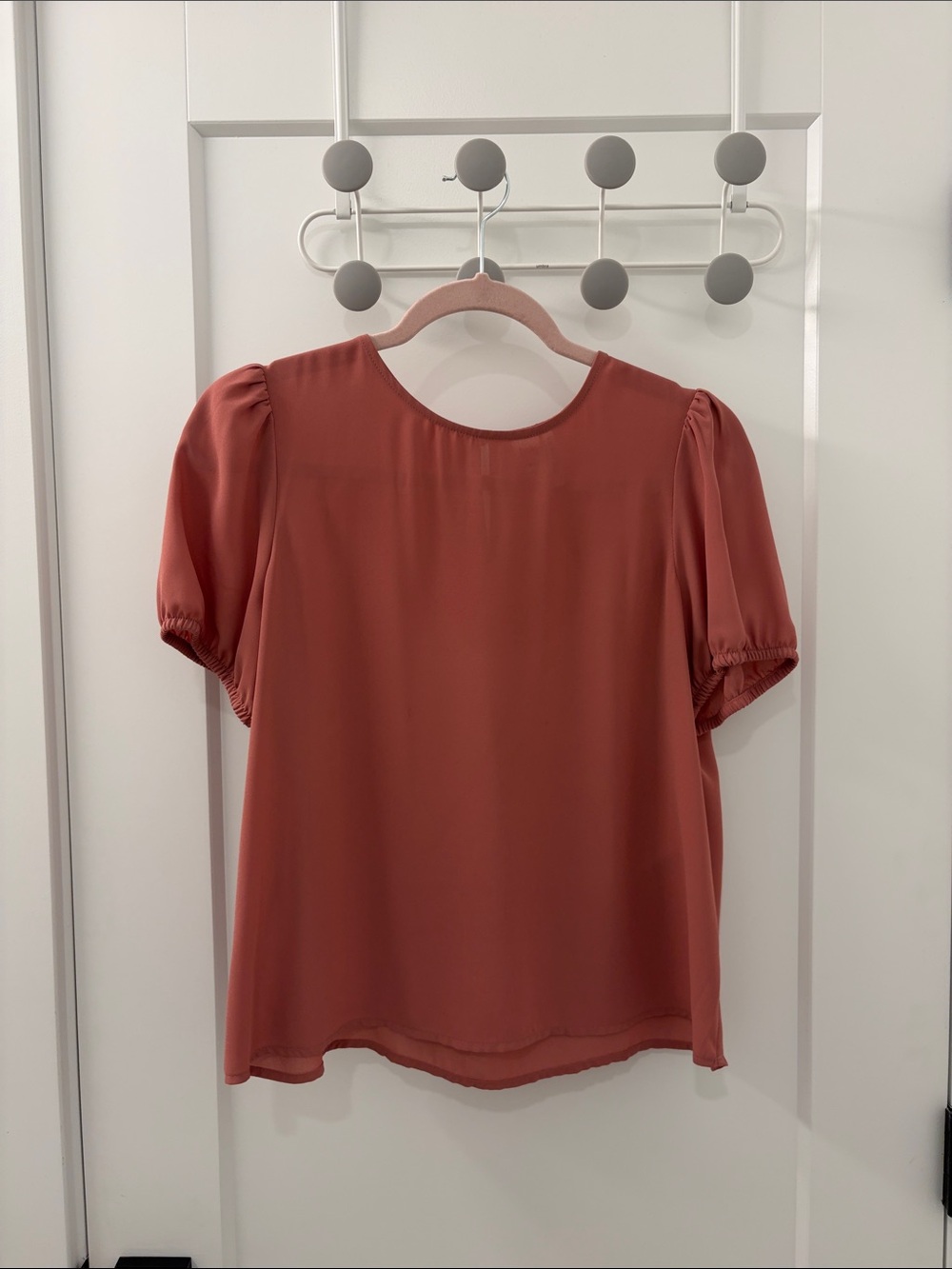 twik Short Puff Sleeve Blouse in Terracotta